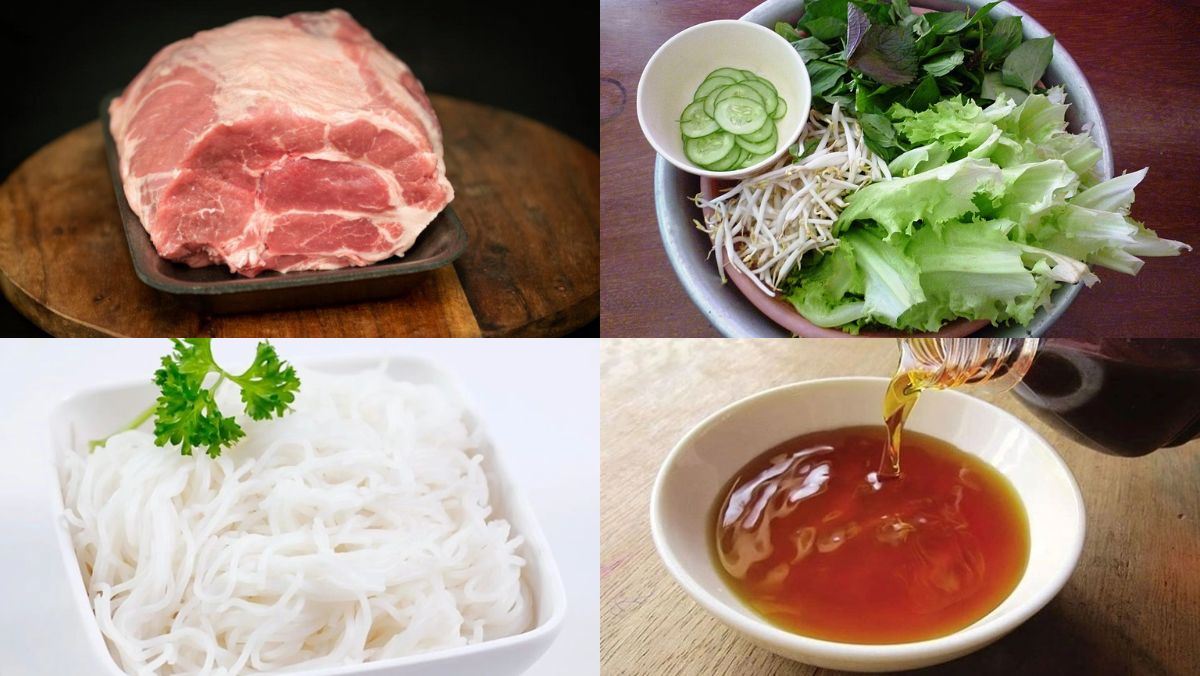 Nguyên liệu món ăn bún trộn thịt nướng