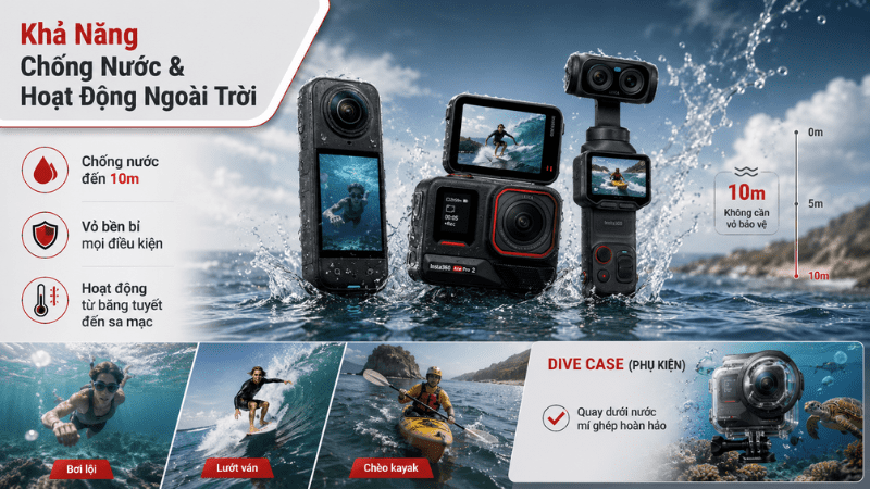 Camera Insta360 có khả năng chống nước tốt