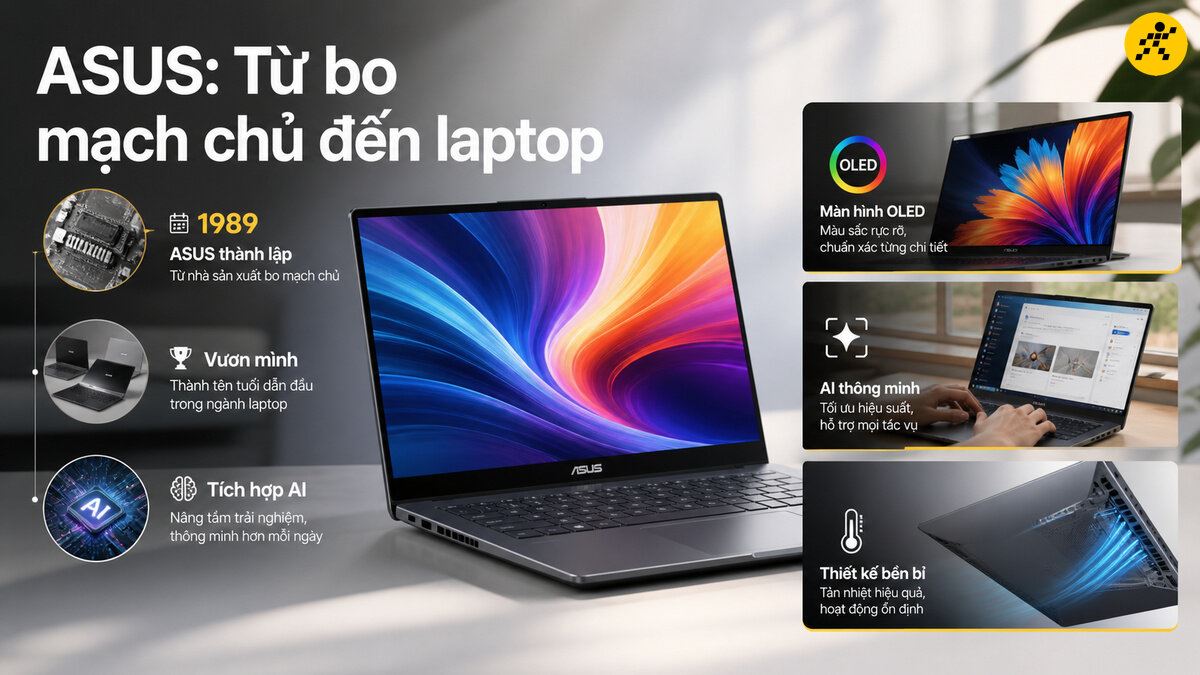 Laptop ASUS với màn hình OLED rực rỡ, tích hợp AI thông minh và thiết kế tản nhiệt hiệu quả