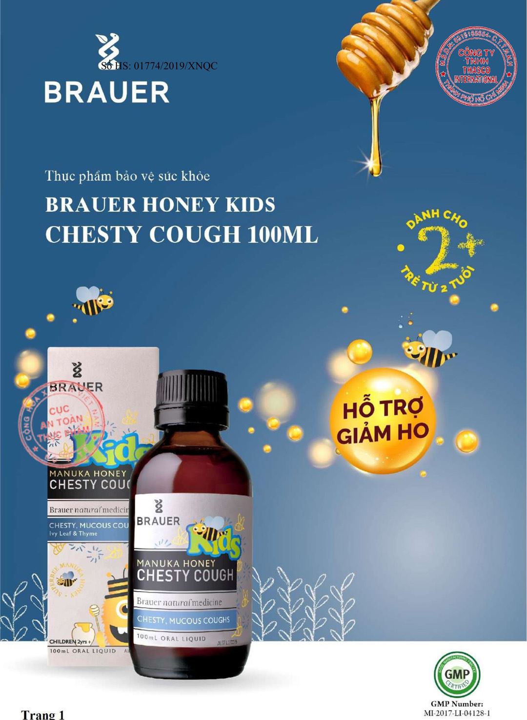Brauer Honey Kids Chesty Cough chai 100ml