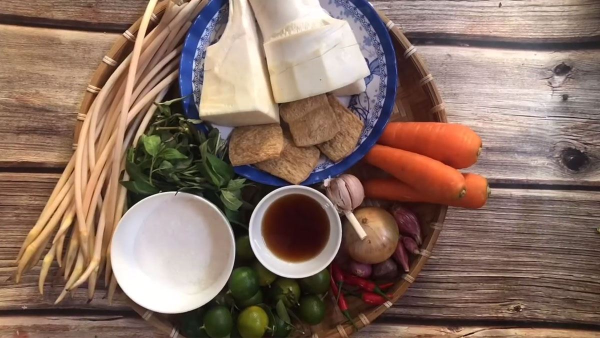 Nguyên liệu món ăn gỏi củ hũ dừa chay