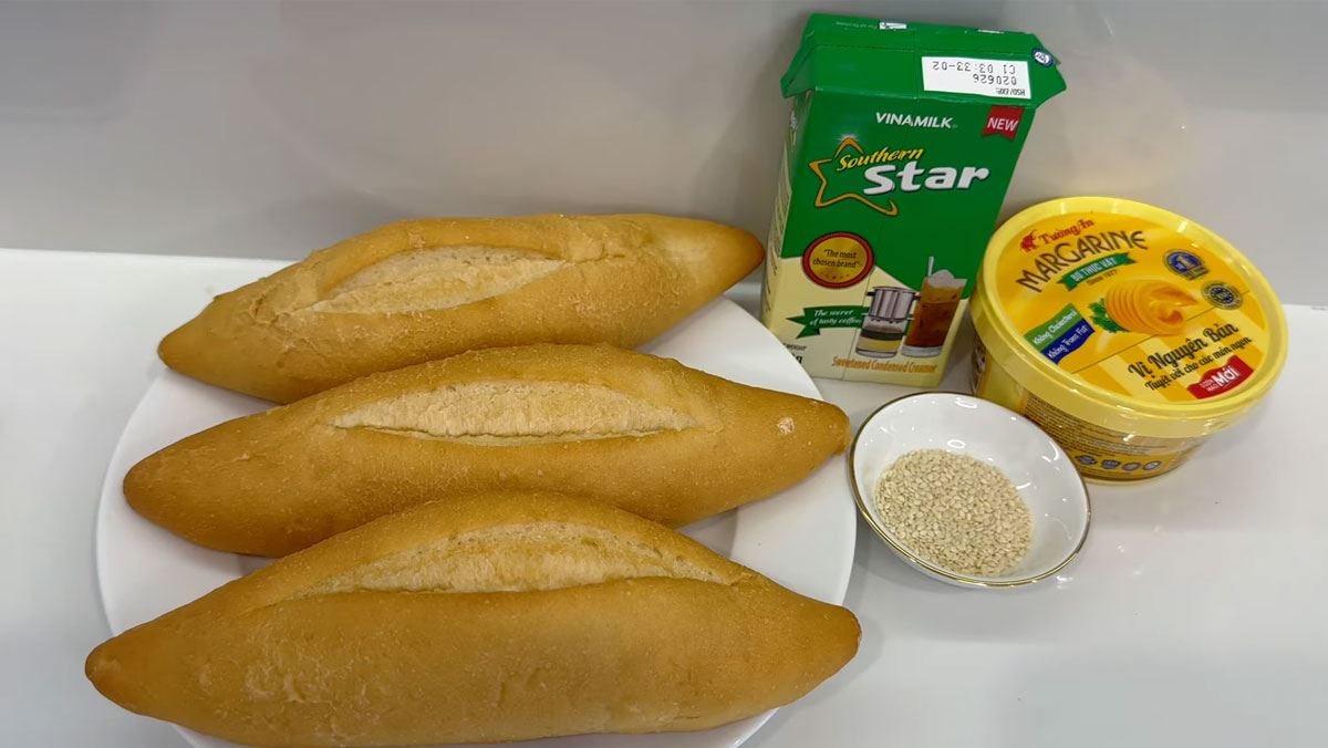 Nguyên liệu món ăn bánh mì nướng bơ sữa
