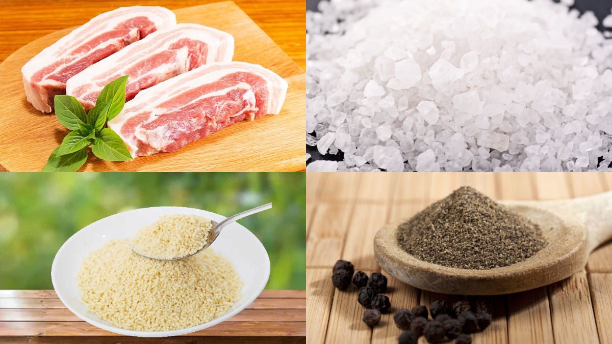 Nguyên liệu món ăn ướp thịt gói bánh chưng