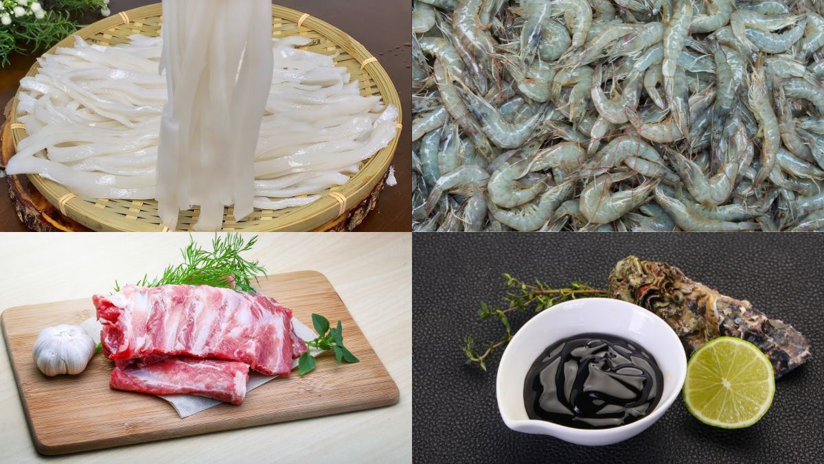 Nguyên liệu món ăn hủ tiếu xào người hoa