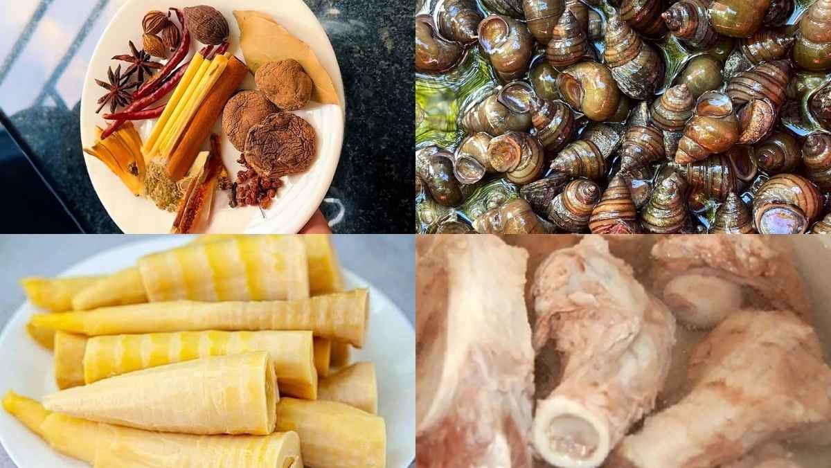 Nguyên liệu món ăn bún ốc liễu châu