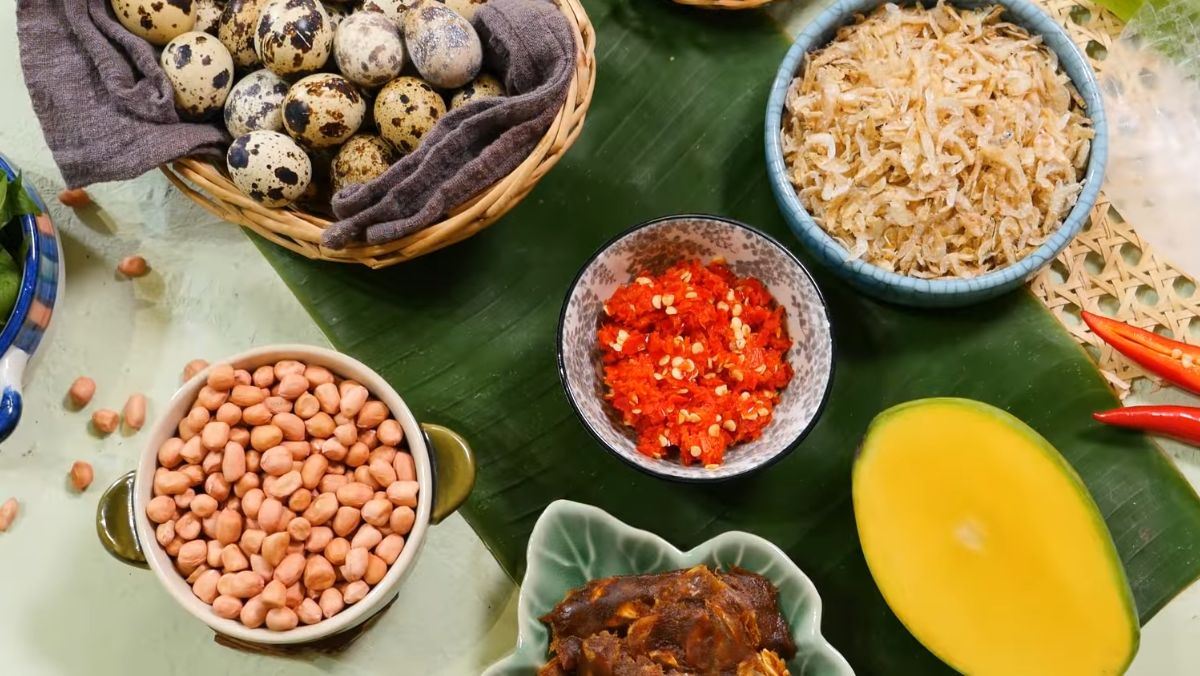 Nguyên liệu món ăn bánh tráng cuộn sốt me