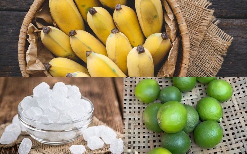 Nguyên liệu món ăn cách ngâm chuối chanh đường phèn