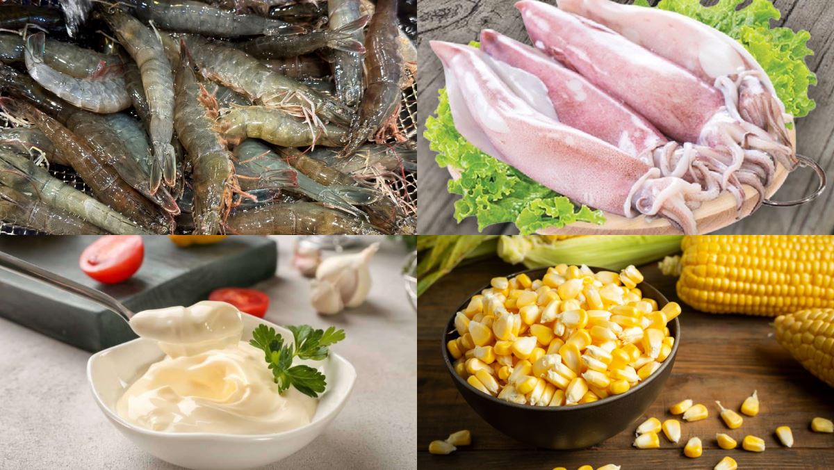 Nguyên liệu món ăn chả giò hải sản sốt mayonnaise