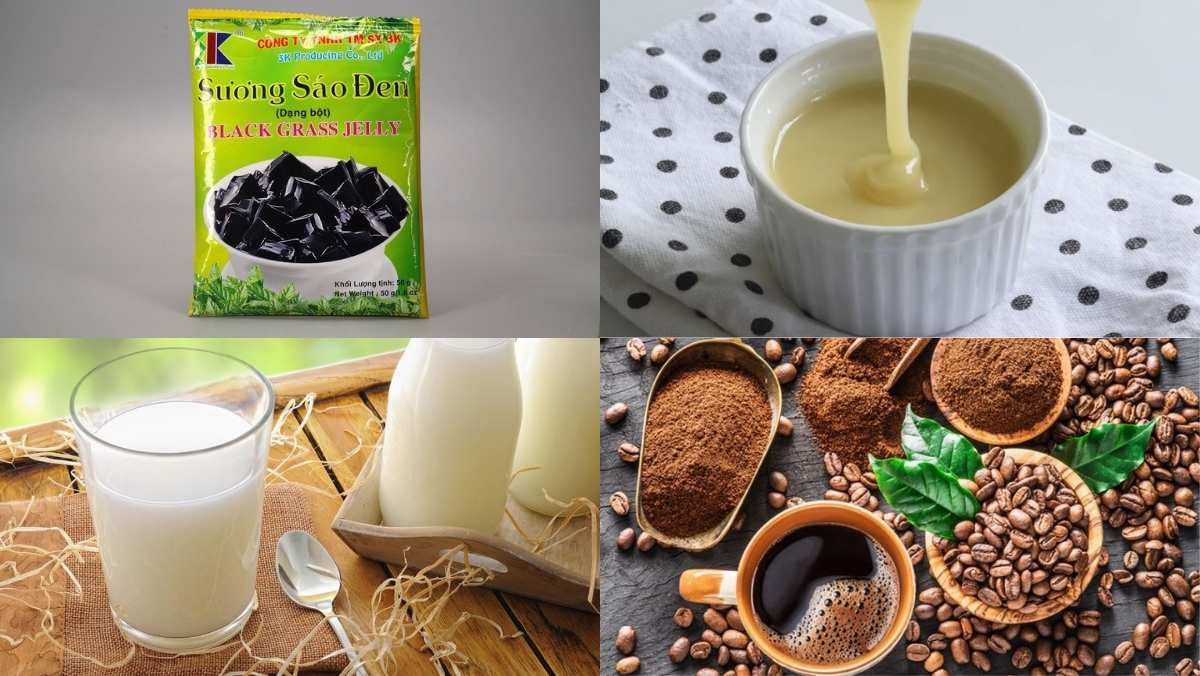 Nguyên liệu món ăn cà phê sữa tươi sương sáo