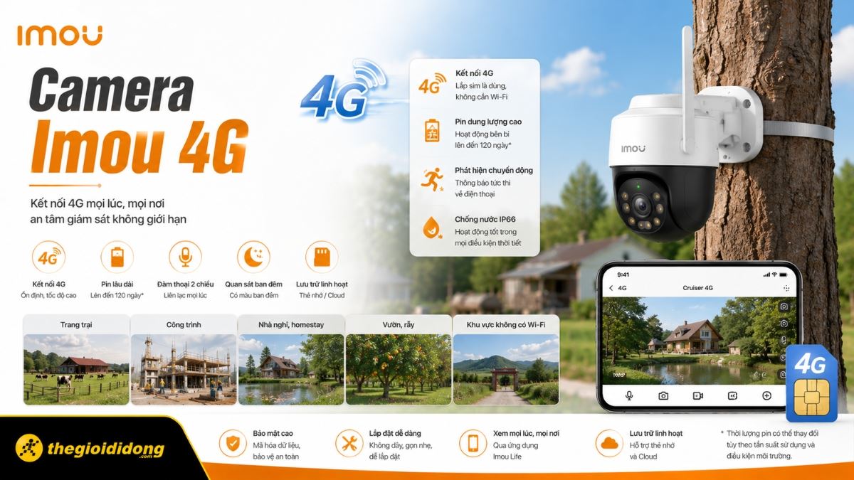 Với Camera Imou 4G, người dùng hoàn toàn không phụ thuộc vào WiFi