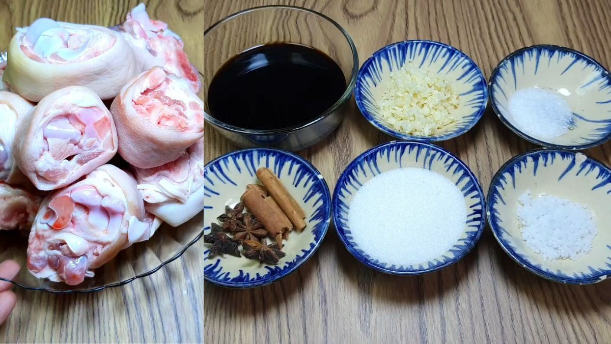 Nguyên liệu món ăn giò heo kho nước tương