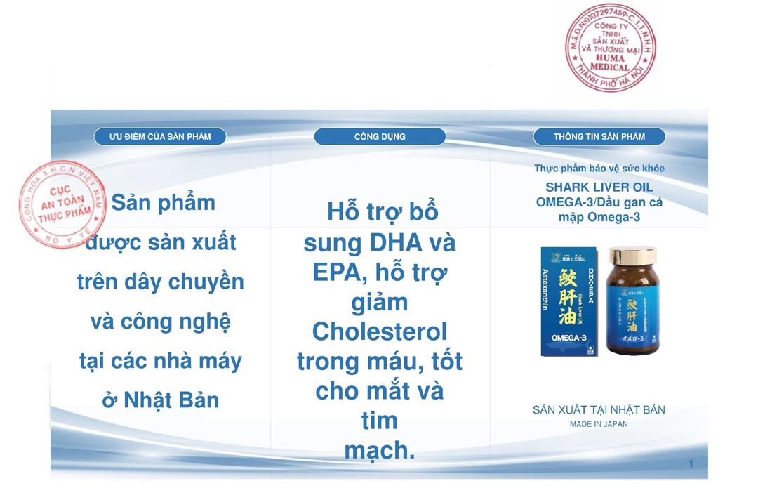 Thực phẩm bảo vệ sức khỏe Genki Fami Shark Liver Oil Omega 3 lọ 90 viên