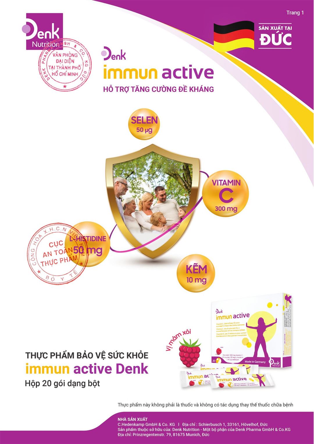 Thực phẩm bảo vệ sức khỏe Immun Active Denk hộp 20 gói x 2g