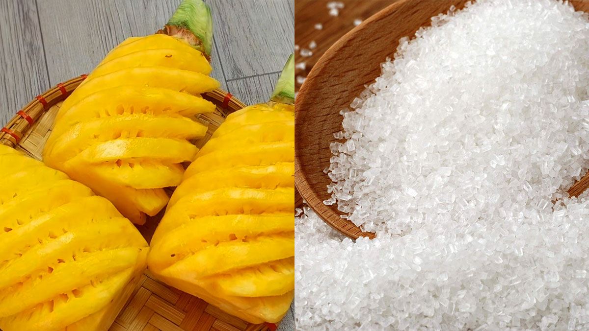Nguyên liệu món ăn cách làm dứa ngâm đường phèn thơm ngon giải nhiệt với chảo chống dính