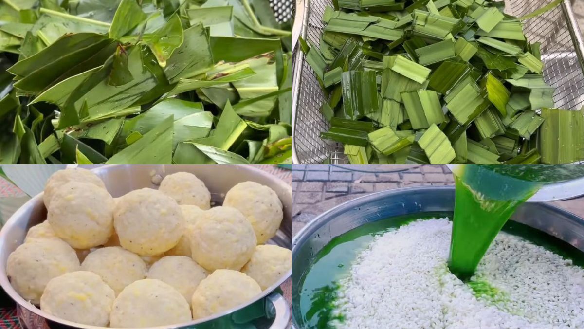 Nguyên liệu món ăn cách làm bánh chưng xanh bằng lá riềng