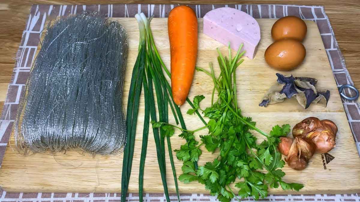 Nguyên liệu món ăn cách xào miến dong ngon