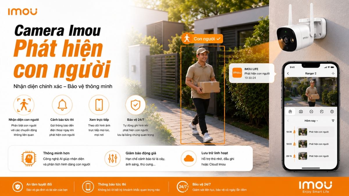 Camera phát hiện con người chính là bộ lọc thông minh giúp loại bỏ hoàn toàn các cảnh báo sai