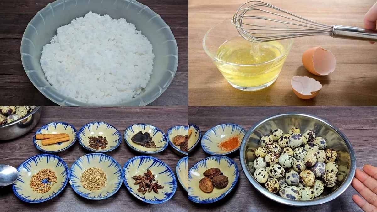 Nguyên liệu món ăn trứng cút nướng muối trung hoa