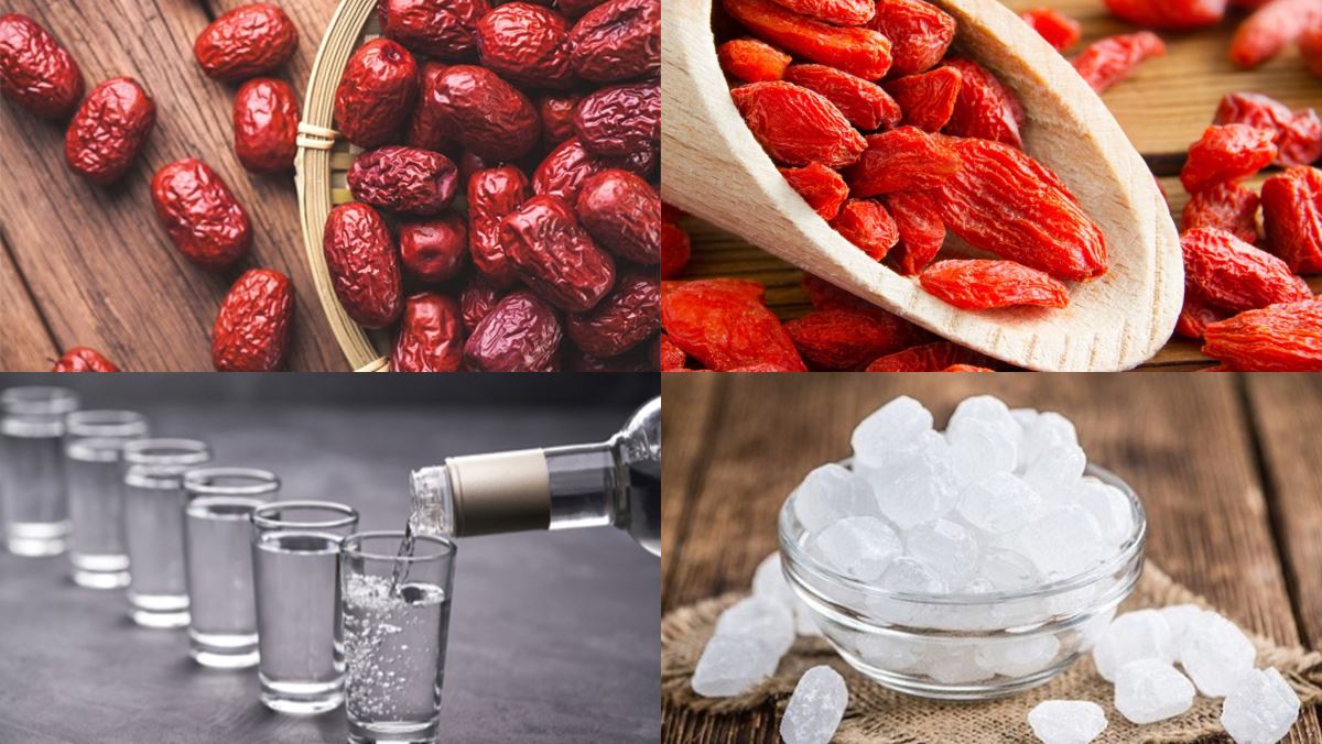 Nguyên liệu món ăn rượu táo đỏ kỷ tử