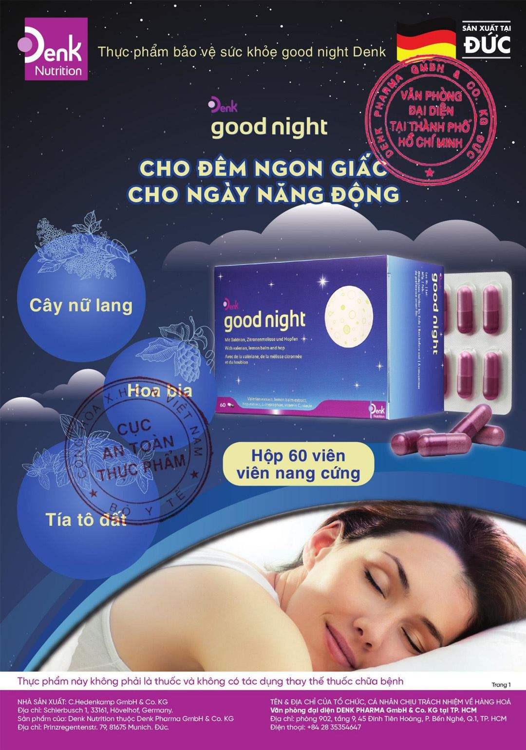 Thực phẩm bảo vệ sức khỏe Good Night Denk hộp 60 viên