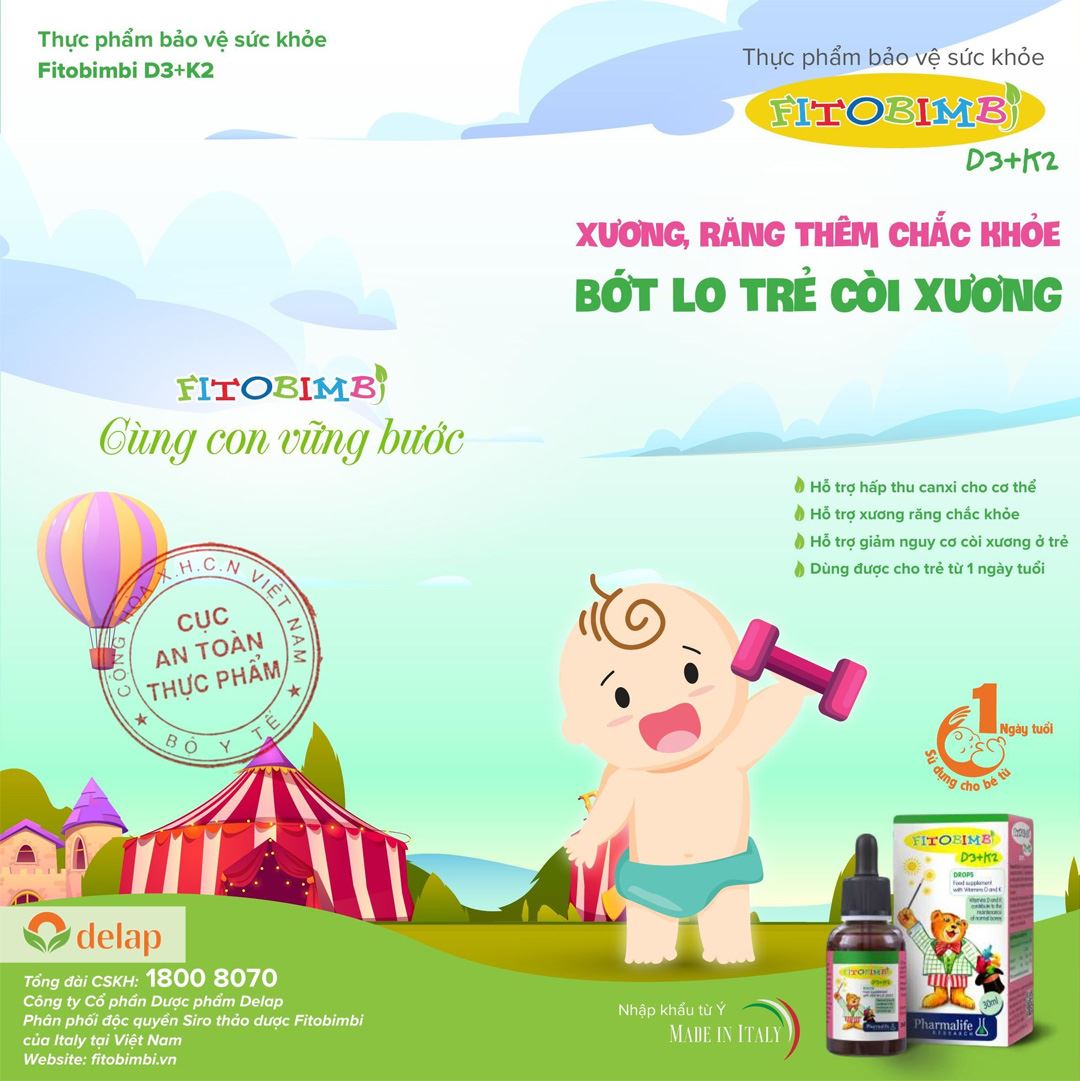 Thực phẩm bảo vệ sức khỏe Fitobimbi D3+K2 chai 30ml