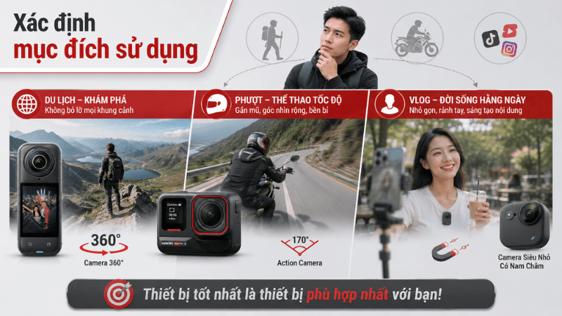 Cần xác định mục đích sử dụng trước khi mua camera Insta360
