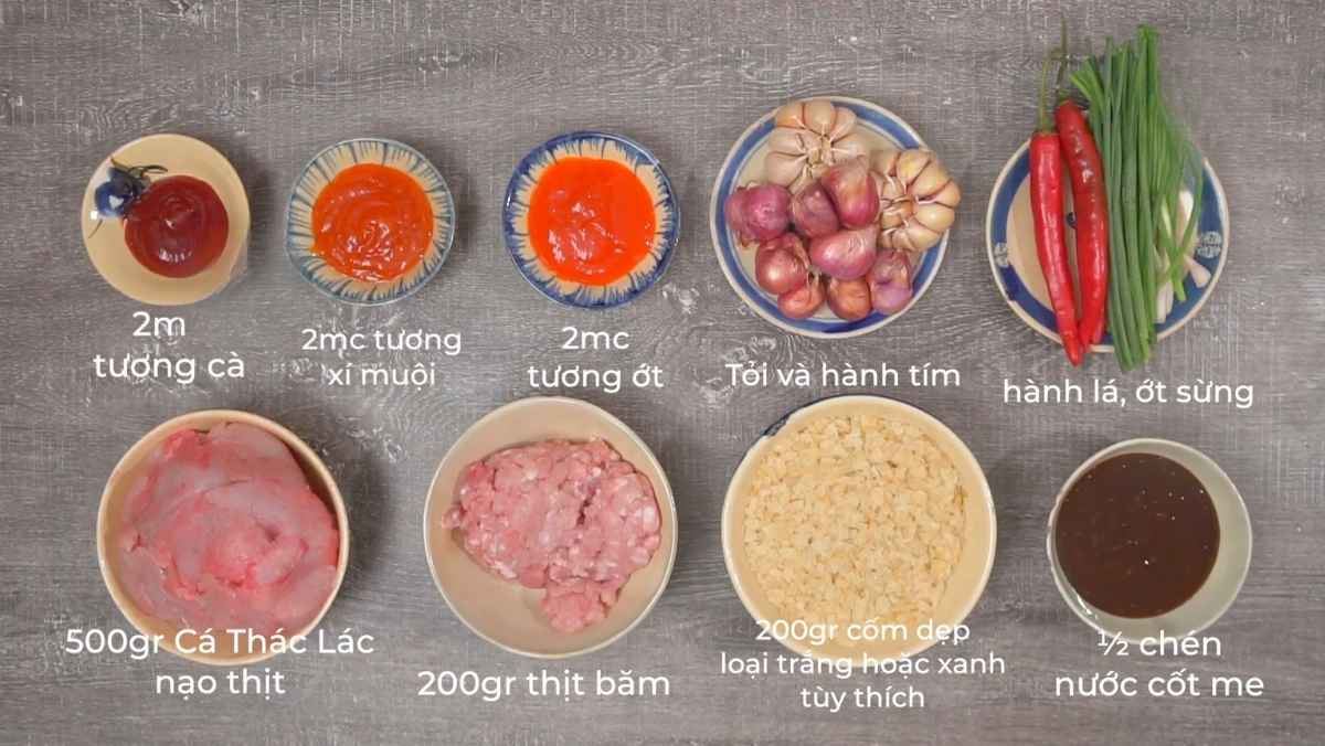 Nguyên liệu món ăn chả cá chiên cốm