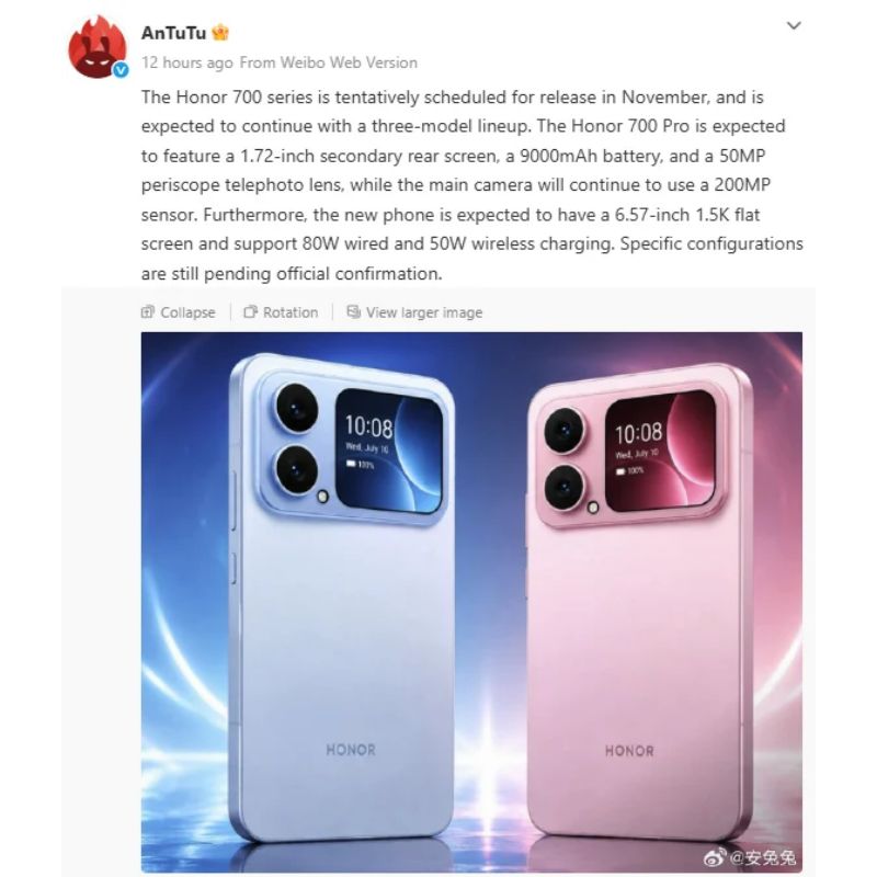 Tài Khoản Antutu Hé Lộ Thông Tin Về Honor 700 Pro
