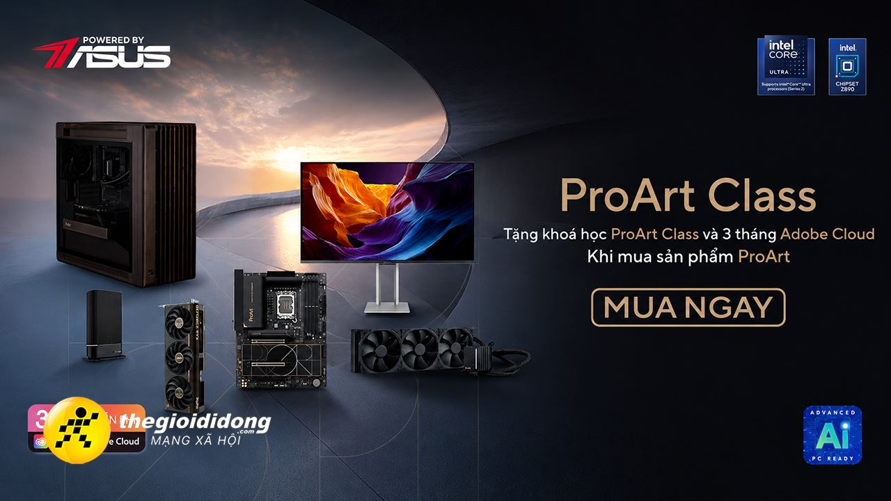 Mua màn hình Asus ProArt nhận khoá học ProArt Class và 3 tháng Adobe Cloud miễn phí