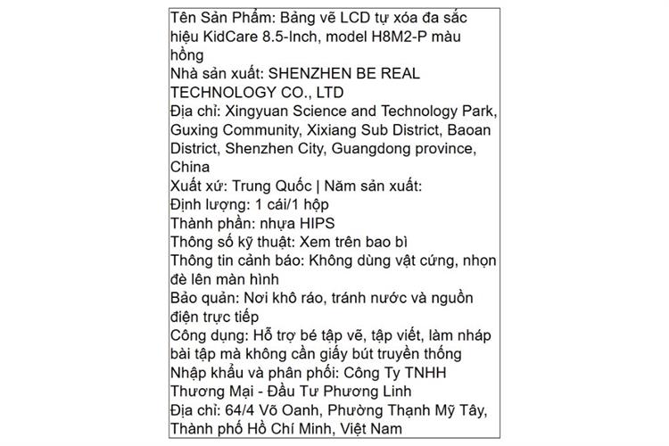 Bảng vẽ tự xoá đa sắc KidCare màn hình LCD 8.5 inch H8M2 Màu Hồng