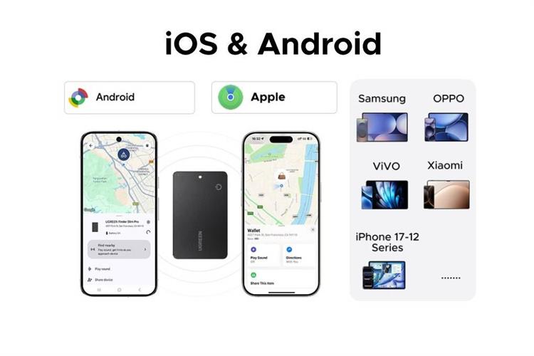 Thiết bị định vị thông minh Smart Finder Dual Slim Pro Ugreen CM915 75644 Màu Đen