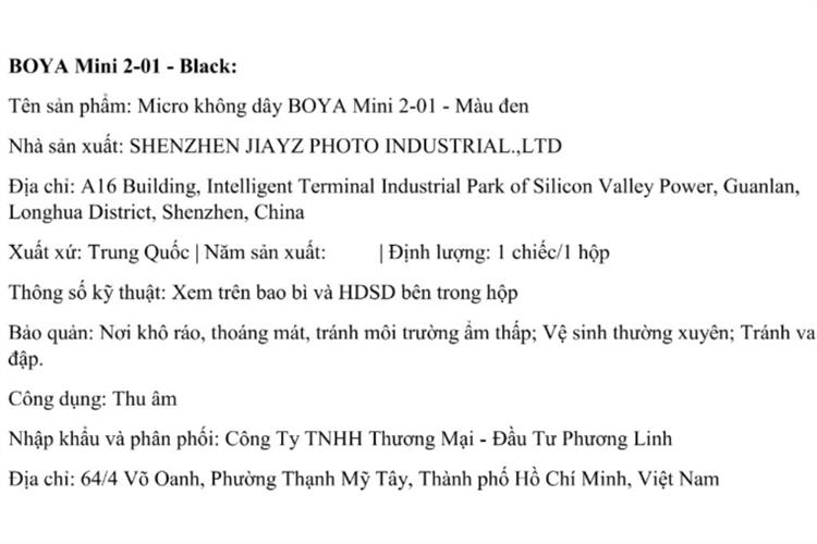 Micro không dây Boya mini 2-01 Màu Đen