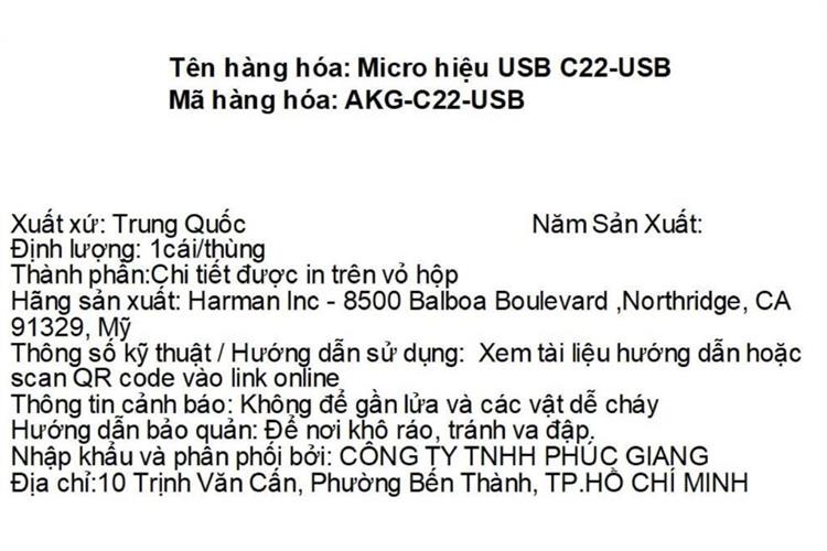 Micro thu âm AKG C22 USB Màu Bạc