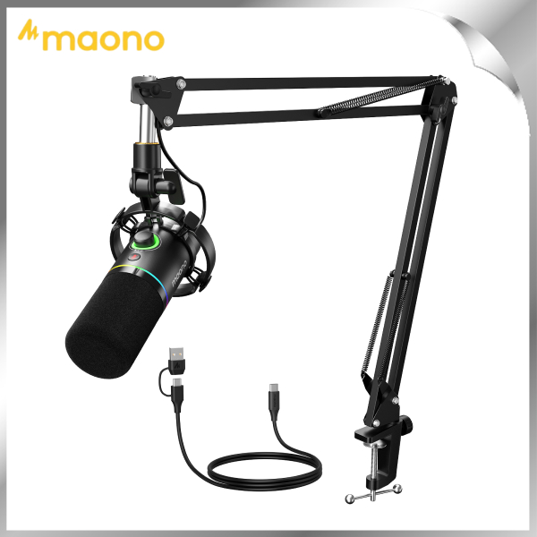 Bộ micro có dây Maono RGB PD200XS Black (1 bộ thu + giá đỡ)