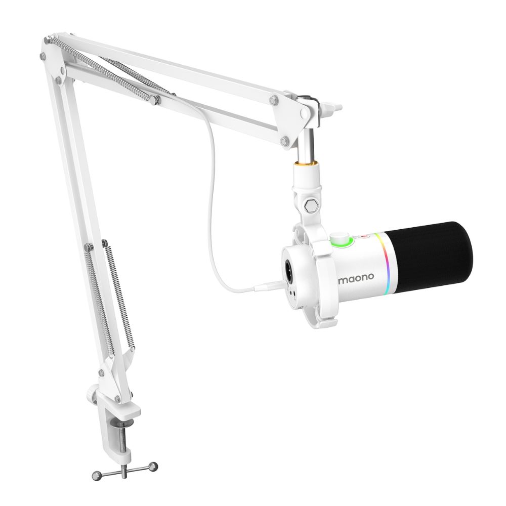 Bộ micro có dây Maono RGB PD200XS White (1 bộ thu + giá đỡ) Màu Trắng