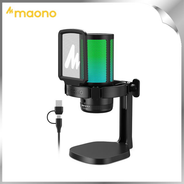 Micro có dây Maono RGB DGM20 Black (1 bộ thu)