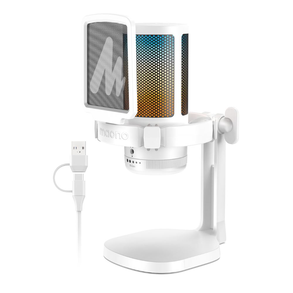 Micro có dây Maono RGB DGM20 White (1 bộ thu) Màu Trắng