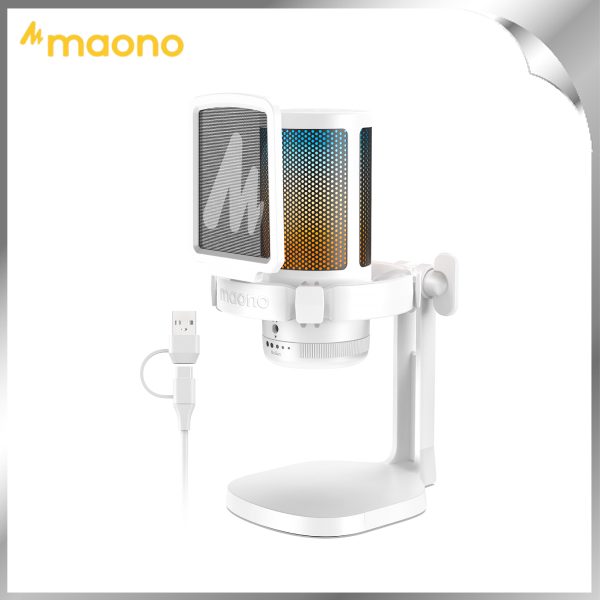 Micro có dây Maono RGB DGM20 White (1 bộ thu)