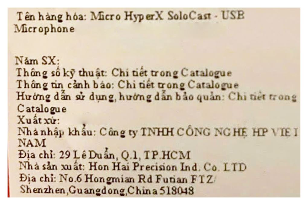 Micro có dây HP HyperX Solocast Màu Đen