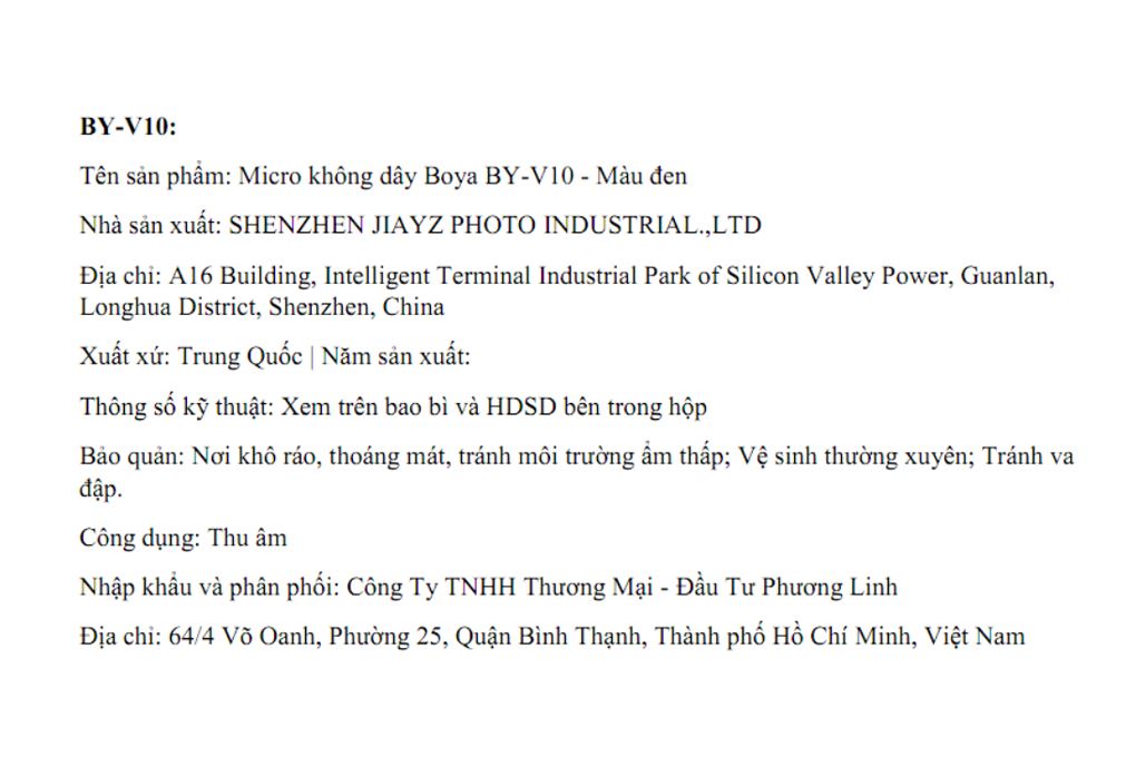 Micro không dây BOYA BY-V10 V2.0 Màu Đen