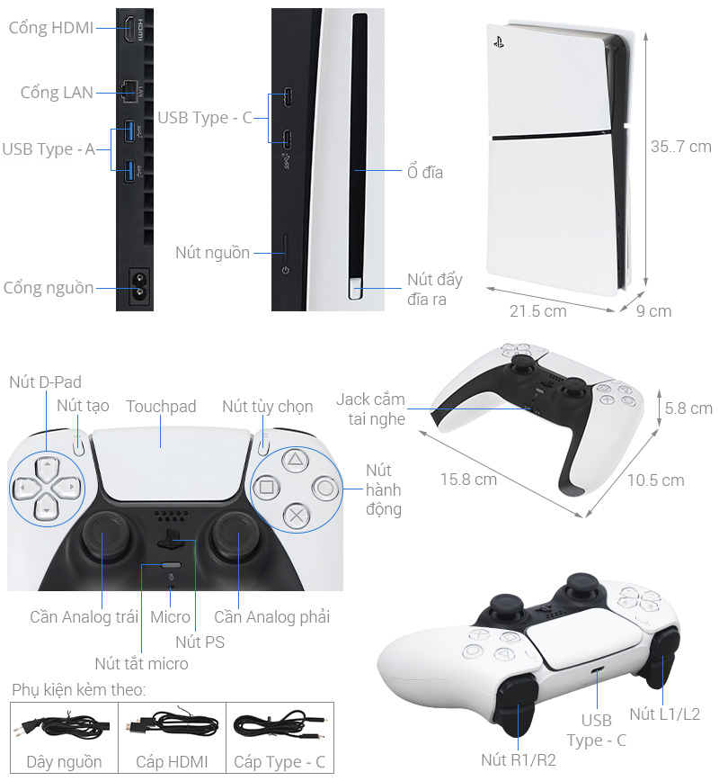 Máy chơi game Sony PlayStation 5 Slim CFI-2018 A01 1 tay cầm