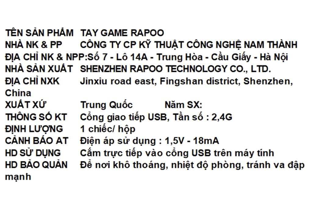 Tay cầm chơi game Rapoo Đen V610M Màu Đen