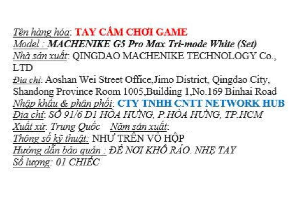 Tay cầm chơi game Machenike Trắng G5 Pro Max Màu Trắng