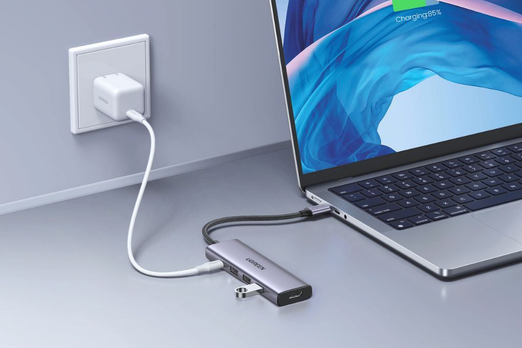Adapter chuyển đổi Type C 5 in 1 Ugreen CM511 15596 Màu Xám