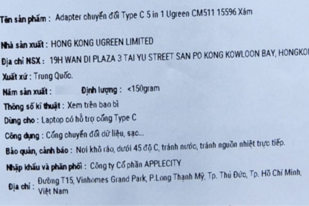Adapter chuyển đổi Type C 5 in 1 Ugreen CM511 15596 Màu Xám