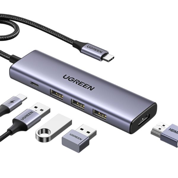 Adapter chuyển đổi Type C 5 in 1 Ugreen CM511 15596
