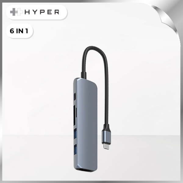 Hub chuyển đổi Type-C 6 in 1 Hyperdrive HD22E-SILVER