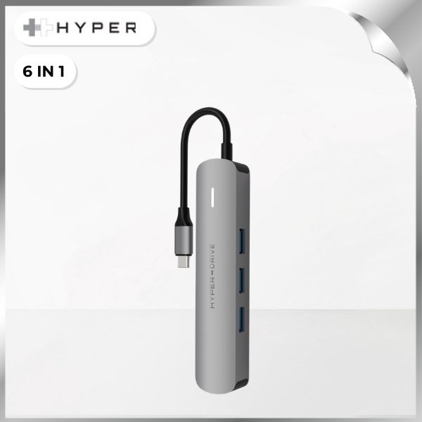 Hub chuyển đổi Type-C 6 in 1 Hyperdrive HD233B-SILVER