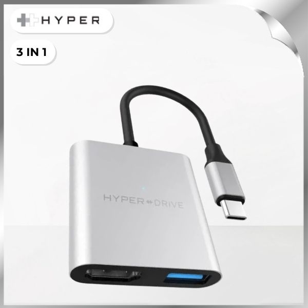 Hub chuyển đổi Type-C 3 in 1 Hyperdrive HD259A-SILVER