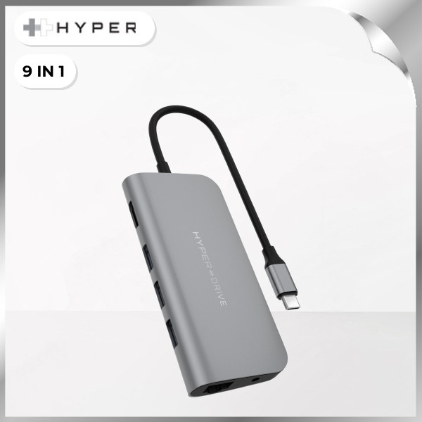 Hub chuyển đổi Type-C 9 in 1 Hyperdrive HD30F-GREY